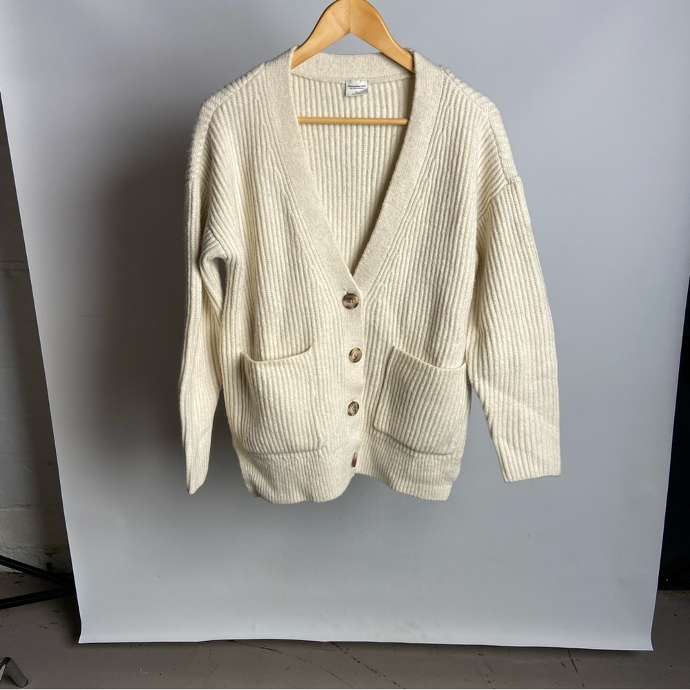 Abercrombie & Fitch Cream Button Sweater